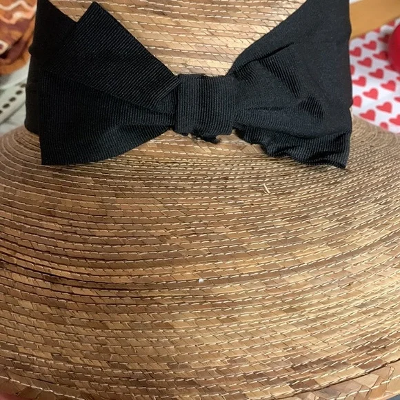 COPY - Anthropologie Tula Somerset woven Palm Straw Cloche Summer Hat w/Black R… - Picture 10 of 11